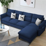 Andon 6 Seater L Shape Sofa Set for Living Room (Black Grey Fabric) Left Side Sofa