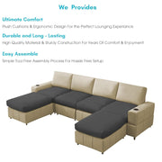 Rone 6 Seater L-Shaped & U-Shaped Sofas Set for Living Room – (Cream Black Colour Fabric) Premium Comfort Sofa
