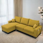 Casaliving Porto RHS 4 Seater L Shape Sofa Set for Living Room (Black Fabric) Premium Velvet Fabric Sofa Set - Black