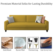 Kaven 3 Seater Sofa Set for Living Room (Yellow Colour Fabric) Premium Fabric Sofa