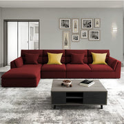Delton LHS 6 Seater L Shape Sofa Set for Living Room (Maroon) Premium Fabric
