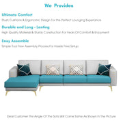 Falco LHS 6 Seater L Shape Sofa Set for Living Room (Turquise Grey Fabric) Premium Fabric Sofa