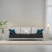 Casaliving Falco 3 Seater Sofa Set for Living Room (Black Grey Fabric) Premium Fabric Sofa