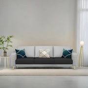 Casaliving Falco 3 Seater Sofa Set for Living Room (Black Grey Fabric) Premium Fabric Sofa