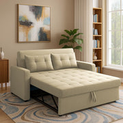 Treshta 2 Seater Pull-Out Premium Fabric Sofa Cum Bed Sofa Set for Living Room (Blue Fabric Color) Premium Fabric Sofa Set for Living Room