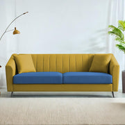 Casaliving Diego 3 Seater Sofa for Living Room (Black Grey Fabric) Premium Fabric Sofa