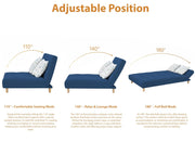 Drantly 3 Seater Sofa Cum Bed for Living Room (Blue Fabric Color) Premium Suede Velvet Fabric Sofa Cum Bed for Living Room