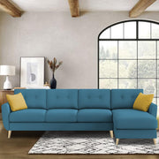 Lizel RHS 6 Seater L Shape Sofa Set for Living Room (Turquise Fabric) Premium Velvet Fabric Sofa