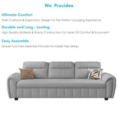 Alicia 3 Seater Sofa Cum Bed for Living Room (Grey Fabric) Premium Fabric Sofa