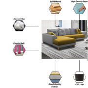 Viva LHS 6 Seater L Shape Sofa Set for Living Room (Yellow Grey) Premium Fabric Sofa