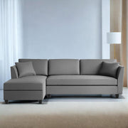 Casaliving Marvin LHS 4 Seater L Shape Sofa Set for Living Room (Black Fabric) Premium Fabric Sofa