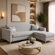 Casaliving Oliveira 4 Seater L Shape Convertible Sofa Set for Living Room, 3 Seater & Ottoman Modular Sectional Couch for Small Space (Yellow) Fabric