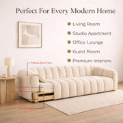 Jax Modern Premium Boucle Fabric Sofa, Upholstered 4 Seater Sofa Set for Living Room, (Black Colour) Premium Boucle Fabric Sofa