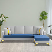 Casaliving Mandis LHS 4 Seater L Shape Sofa Set for Living Room (Black Fabric) Premium Fabric Sofa