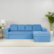 Elvi RHS 6 Seater L Shape Sofa Set for Living Room (Turquise Fabric) Premium Fabric Sofa