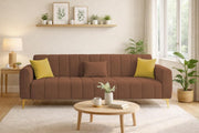 Velour Modern Velvet Sofa, Tufted Design Upholstered 3 Seater Sofa Set for Living Room, (Black Colour) Premium Velvet Fabric Sofa