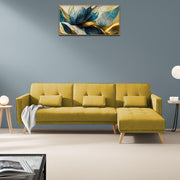Convertible Futon RHS 4 Seater Sofa Cum Bed with Adjustable Backrest Sofa for Living Room (Blue Grey Colour) Premium Fabric Sofa