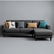 Aria RHS 4 Seater L Shape Sofa Set for Living Room (Black) Premium Fabric Sofa Set