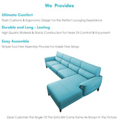 Janifer RHS 6 Seater L Shape Sofa Set for Living Room (Turquise Colour) Premium Fabric Sofa Set