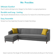 Neyami LHS 6 Seater L Shape Sofa Set for Living Room (Dark Grey) Premium Fabric Sofa Set