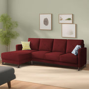 Swaloni LHS 6 Seater L Shape Sofa Set for Living Room (Maroon) Premium Fabric Sofa