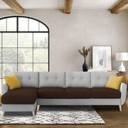 Lizel LHS 6 Seater L Shape Sofa Set for Living Room (Brown Grey Fabric) Premium Velvet Fabric Sofa