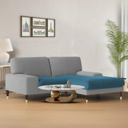 Latieo RHS 2 Seater Lounger L Shape Sofa Set for Living Room (Turquise Grey) Premium Fabric Sofa
