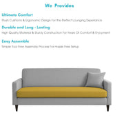 Premium Valkyrie 3 Seater Sofa Set 3 Seater Modern Sofa Set for Living Room (Yellow Grey Color Fabric)