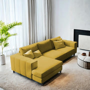 Scrembel LHS 4 Seater L Shape Sofa Set for Living Room (Yellow Fabric) Premium Fabric Sofa