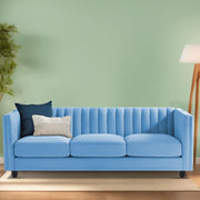 Casaliving Martine 3 Seater Sofa Set for Living Room (Blue Fabric) | Premium Fabric Sofa