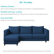 Mikasa 4 Seater LHS L Shape Sofa Set for Living Room (Blue Fabric) Premium Fabric Sofa Set for Living Room