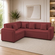 Casaliving Rion 6 Seater L Shape Corner Sofa Cum Bed for Living Room (Black Fabric) Premium Fabric Sofa Cum Bed