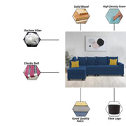 Inclair LHS 6 Seater L Shape Sofa Set for Living Room (Blue Fabric) Premium Fabric Sofa