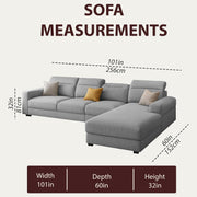 Orion RHS 6 Seater L Shape Sofa Set for Living Room (Grey Colour) Premium Fabric Sofa