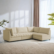 Lenser L Shaped Sofa Set for Living Room (Cream Fabric) Premium Fabric Sofa Set