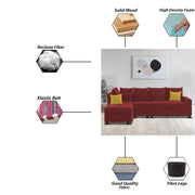 Inclair LHS 6 Seater L Shape Sofa Set for Living Room (Maroon Fabric) Premium Fabric Sofa