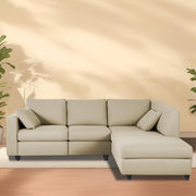 Dorian RHS 4 Seater L Shape Sofa Set for Living Room (Cream Fabric) Premium Fabric Sofa