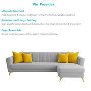 Casaliving Murdock 5 Seater Sofa Set with Ottomon for Living Room (Grey Colour) Premium Fabric Sofa for Living Room