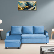 Asper LHS 4 Seater L Shape Sofa Set for Living Room (Turquise Fabric) Premium Fabric Sofa