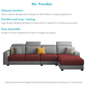 Orion RHS 6 Seater L Shape Sofa Set for Living Room (Maroon Grey Colour) Premium Fabric Sofa