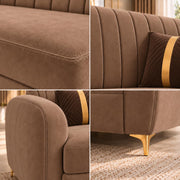 Casaliving Signaturemodel Velure 3 Seater Sofa Set | sued Velvet Fabric| 40D Foam + Zigzag Spring | 3-Yr Warranty (Black Colour)