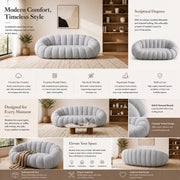 Casaliving Dodge Modern Premium Boucle Fabric Sofa, Upholstered 3 Seater Sofa Set for Living Room, (Black Colour) Premium Boucle Fabric Sofa