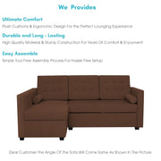 Megan LHS 4 Seater L Shaped Sofa Cum Bed for Living Room (Brown Fabric) Premium Fabric Sofa