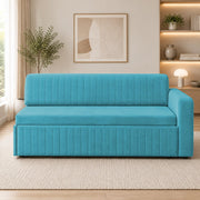 Casaliving Rion 6 Seater L Shape Corner Sofa Cum Bed for Living Room (Black Fabric) Premium Fabric Sofa Cum Bed