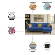 Casaliving Premium Lifestyle Fabric 5 Seater L Shape Sofa Set 4 Seater Modern Sofa Set & Ottoman for Living Room (Blue Color)