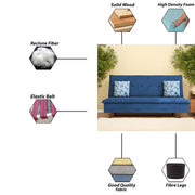 Calvin 3 Seater Sofa Cum Bed for Living Room (Black Fabric) Premium Fabric Sofa