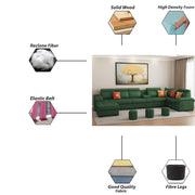 Emerson Modern U-Shaped Sectional Sofa Set 9 Seater, Sofa Couch with 3 Puffy for Hall (Black Colour) Premium Leatherette Fabric Sofa