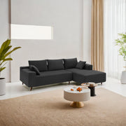 Casaliving Crystal 4 Seater RHS L Shape Sofa Set for Living Room (Black Fabric) Premium Fabric Sofa