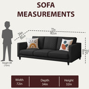 Mikasa 3 Seater Sofa Set for Living Room (Black Colour Fabric) Premium Fabric Sofa