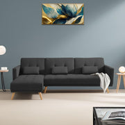 Convertible Futon RHS 4 Seater Sofa Cum Bed with Adjustable Backrest Sofa for Living Room (Blue Grey Colour) Premium Fabric Sofa
